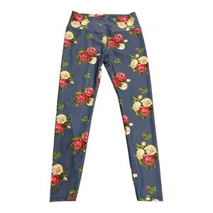 Fit Booty Blue Floral Full Length Leggings Size 2XL